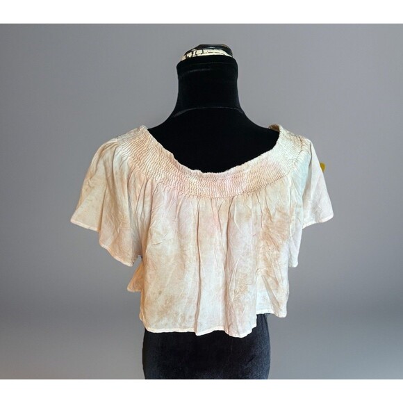 Kiwi+Punch Miami Crop Top Size Large Pink Flow Flutter Hem Sleeve Boho Festival - Picture 3 of 8